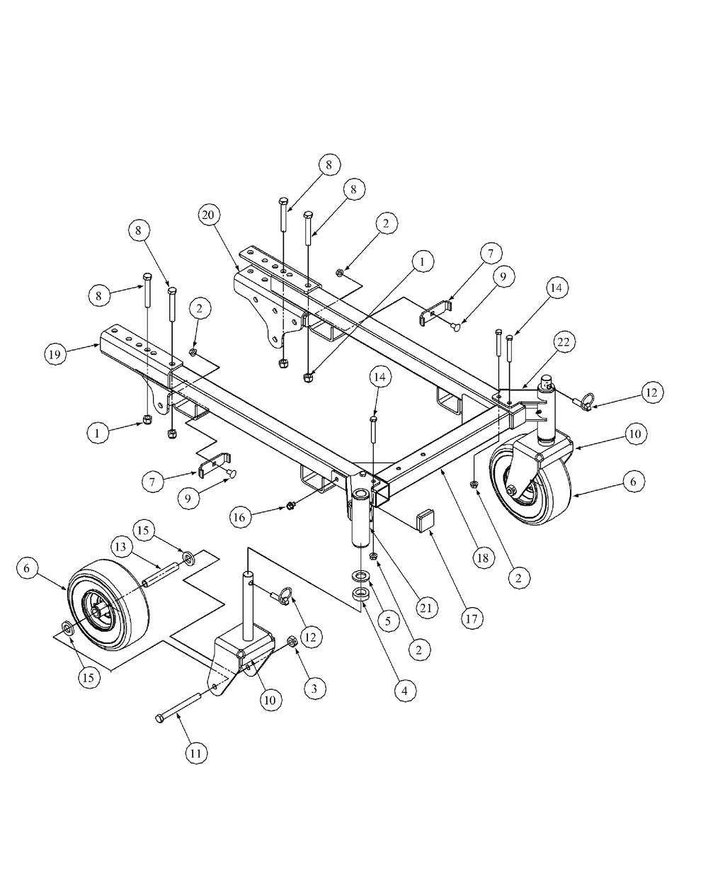 Fabricated Frame And Axle Assembly Diagram and Parts List for HF1748 55AF3D4V150-WAM Cub Cadet Lawn Mower